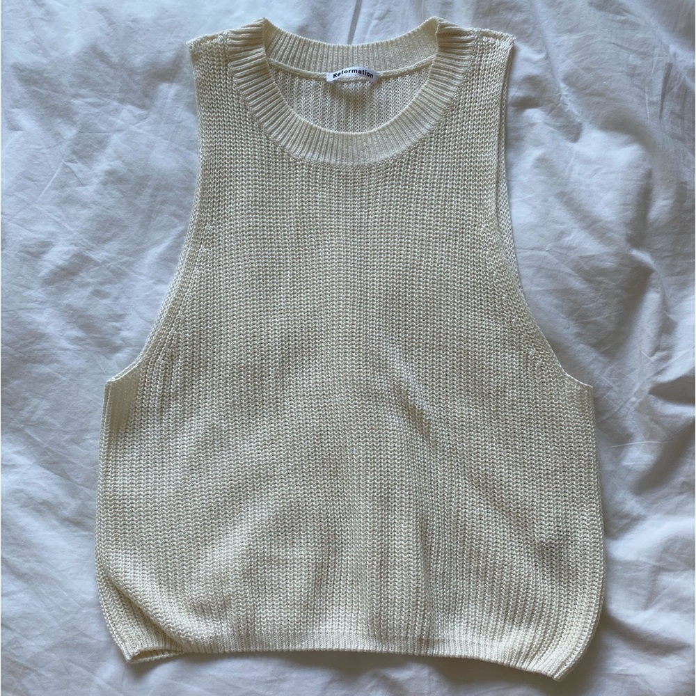 REFORMATION CREAM SWEATER TANK SIZE L